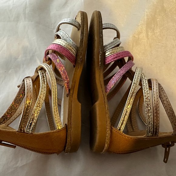 Tucker & Tate  Toddler Marissa Sandals Back Zipper, Multi Metallic Size 7 NEW - Picture 3 of 5